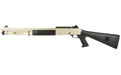 Discover the MAC 1014 Marine 12 Gauge Semi-Automatic Shotgun featuring reliable gas piston operation, Nickel, adjustable ghost ring sights, Picatinny optics rail, and Benelli/Mobil chokes. A proven Benelli M4-style design for home defense and tactical use with unmatched reliability.