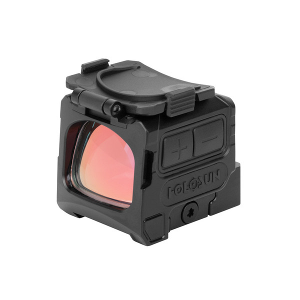 Holosun DPS-TH thermal red dot fusion sight with 640x480 thermal display, MRS reticle system, Shake Awake™, and solar failsafe. Rechargeable 18350 battery with USB charging.