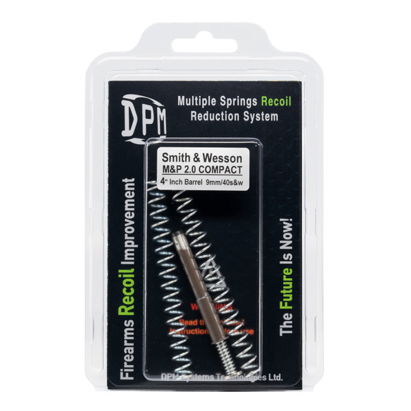 DPM Mechanical Recoil Reduction System for S&W M&P M2.0 Compact 4” drop-in multi-spring recoil rod that reduces felt recoil, cushions slide impact, and improves follow-up shots. Tunable short/long springs; ~26 lb full-open buffer. DPM Mechanical Recoil Reduction System for S&W M&P M2.0 Compact 4” drop-in multi-spring recoil rod that reduces felt recoil, cushions slide impact, and improves follow-up shots. Tunable short/long springs; ~26 lb full-open buffer.