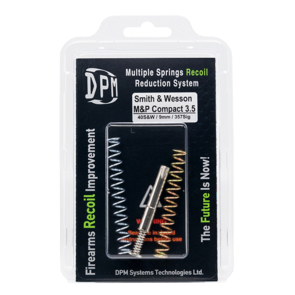 DPM Mechanical Recoil Reduction System for Smith & Wesson M&P Compact 3.5” direct replacement guide rod, tunable springs, ~22 lb buffer force, lifetime warranty.