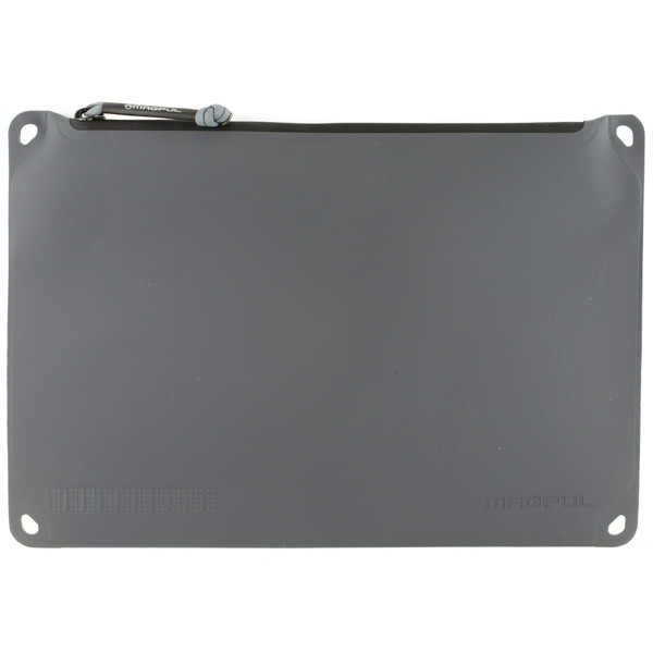 Magpul DAKA Pouch Large Gray 9"X13" with YKK Aqua Guard zipper and carabiner points.