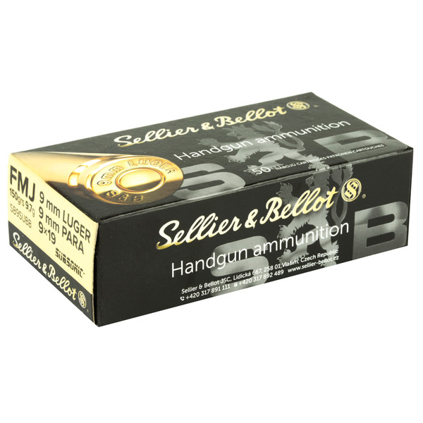 Sellier & Bellot 9mm Subsonic 150gr FMJ pistol ammo for target shooting and extended training.