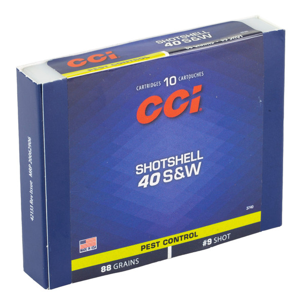 CCI Shotshell 40S&W 88gr Shotshell #9 for pest control, 10 rounds.
