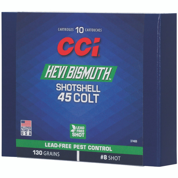 CCI Hevi-Bismuth 45 Long Colt Bismuth Shot for eco-friendly handgun shooting, 10 rounds.