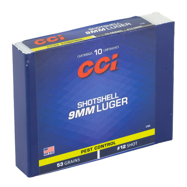 CCI Shotshell 9MM 53gr Shotshell #12 for pest control, 10 rounds.