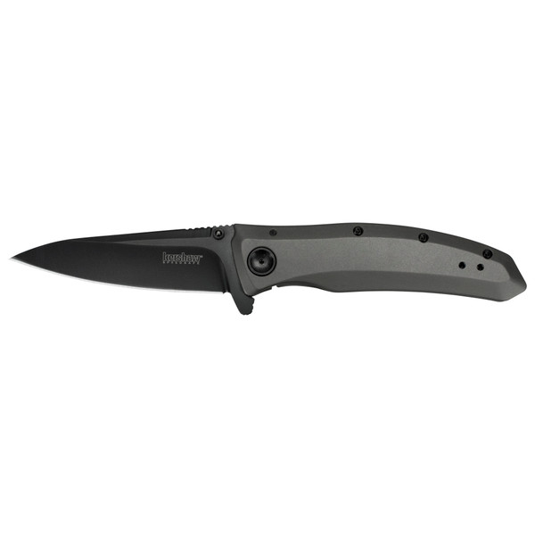 Kershaw Grid folding knife with black-oxide coating and SpeedSafe assisted opening. Kershaw Grid folding knife with black-oxide coating and SpeedSafe assisted opening.