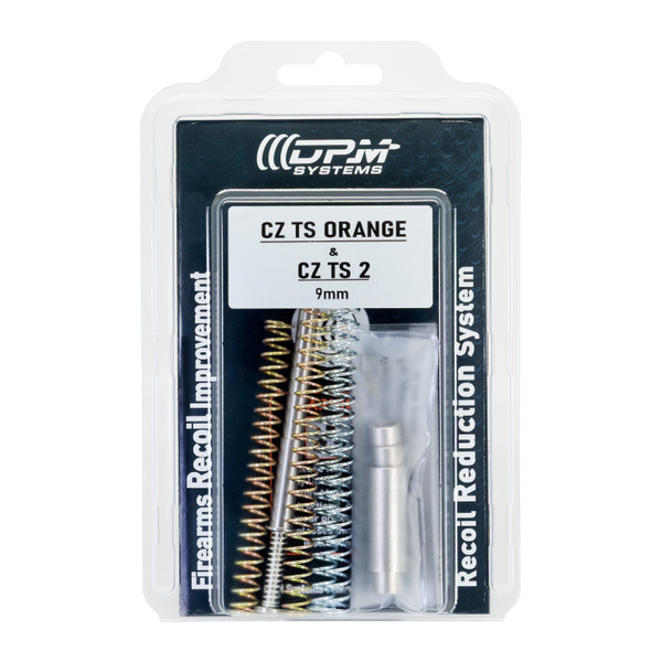 DPM Mechanical Recoil Reduction System for CZ TS 2 & TS Orange 9mm — multi-spring drop-in recoil rod with 12 tuneable combinations (4 springs + 3 spacers). Reduce recoil, protect slide, improve follow-up shots.