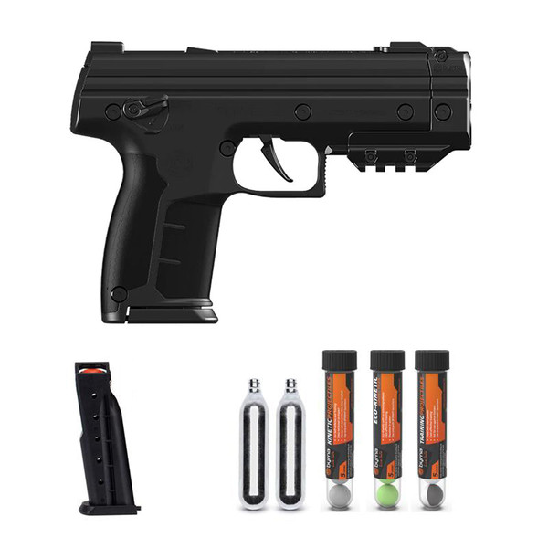 Byrna LE Launcher Kit — .68 cal non-lethal launcher with up to 330 fps, 5-round mags, Picatinny rail, white-dot sights, and carrying case. Legal kit (no chemical projectiles) — ideal for training and personal defense.