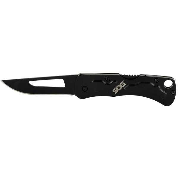 SOG Twitch III blackout assisted opening folding knife with 154CM steel blade.