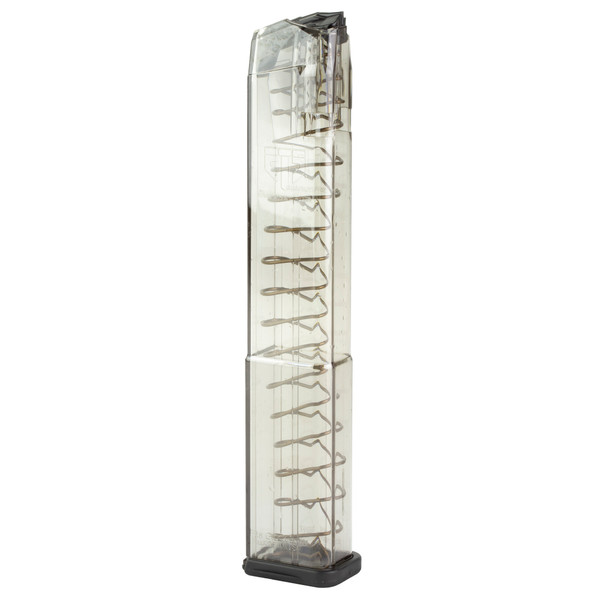 ETS 32rd Gen 2 Clear 9mm magazine for Glock 17/19, translucent body.