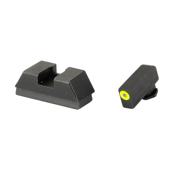 AmeriGlo L-height tritium sights for Glock 43X and 48 MOS, providing lower one-third co-witness with Holosun 407K optics.
