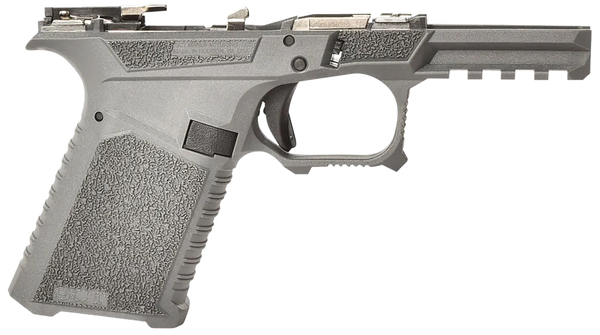 SCT Manufacturing Compact Polymer Frame in Gray with aggressive grip texture and Picatinny rail. Compatible with Gen3 Glock 19, 23, 32. Ships to FFL only. Shop Terran Gear USA.