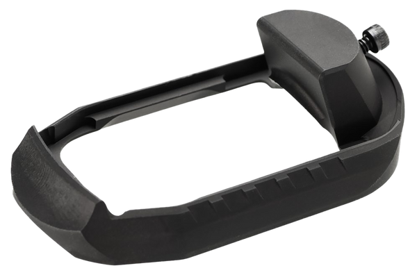 SCT 19 billet aluminum magwell from SCT Manufacturing. 6061 aluminum, hard coat anodized black, single‑screw install. Designed for SCT 19 frames.