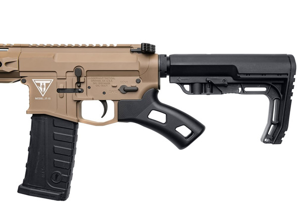 California compliant AR-15 featureless grip by Juggernaut Tactical. Includes billet end plate for improved comfort and control.