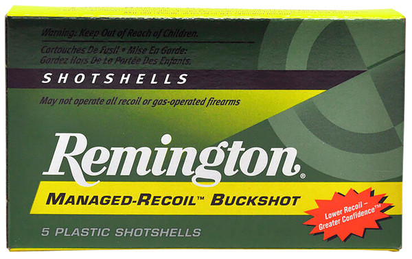 Remington Managed Recoil 12 Gauge 00 Buckshot delivers reduced recoil, dense patterns, and faster follow-up shots for defense and training.