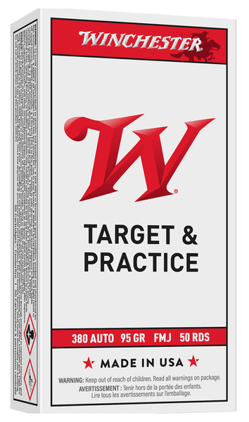 Winchester USA .380 ACP 95 Grain FMJ ammo delivers reliable accuracy, controlled recoil, and dependable range performance in a 50-round box.