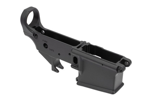 Geissele Super Duty stripped AR-15 lower features 7075-T6 aluminum, mil-spec dimensions, and hardcoat anodizing for custom 5.56 builds.