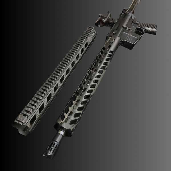 Smoke Composites AR-15 carbon fiber free-float handguards deliver ultra-light strength, ergonomic control, and barrel nut included in four lengths.