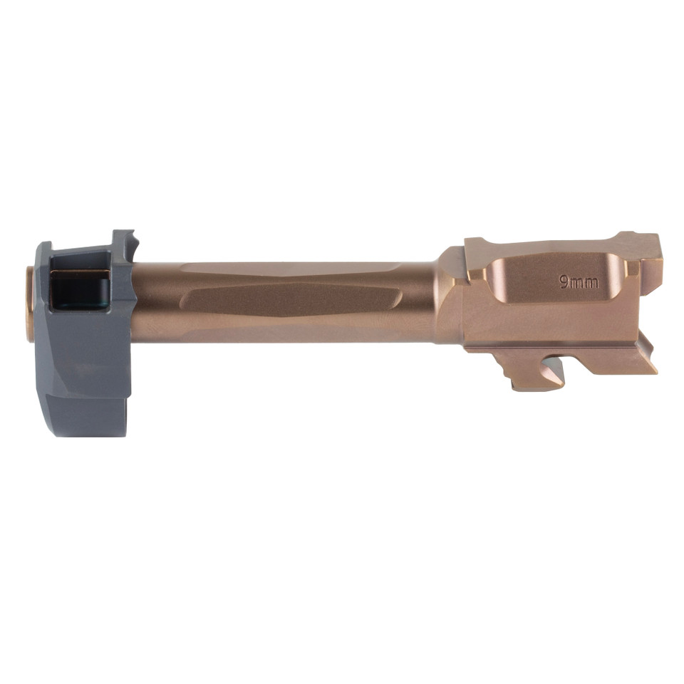Radian RAMJET and AFTERBURNER for Glock 43X delivers premium recoil reduction and match accuracy with a threadless INTRA-LOK system. Finished in durable bronze Radianite and optimized for 124 grain and heavier 9mm ammunition