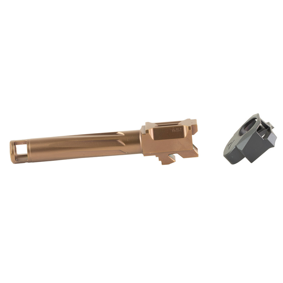Radian RAMJET and AFTERBURNER for Glock 19, 19X, and 45 Gen 5 delivers match-grade accuracy and superior recoil reduction. Features INTRA-LOK mounting and a durable bronze and black DLC finish.