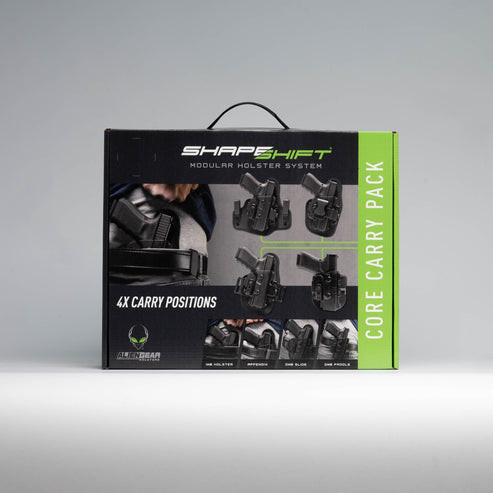 Image of Alien Gear ShapeShift Core Carry Package For GLK 43 with Alien Gear Holsters Core Carry Package, 1.5" Belt Slide Holster, Black, Fits Glock 43, Standard Clips, Right Hand SSHK-0939-RH-D, ideal for various uses.
