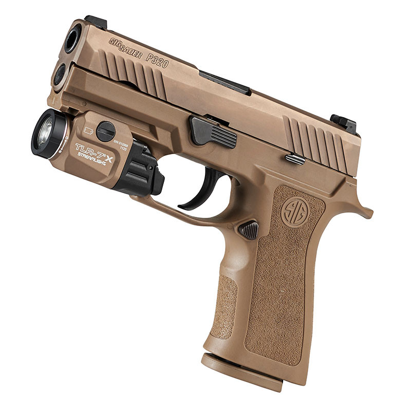 Streamlight TLR-7X 69455 weapon light with 500 lumens, dual-fuel operation, rechargeable SL-B9 battery, and compact low-profile design.