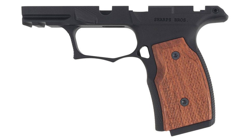 Sharps Bros P365 grip module XL with the Cherry Grip Panels LH side view