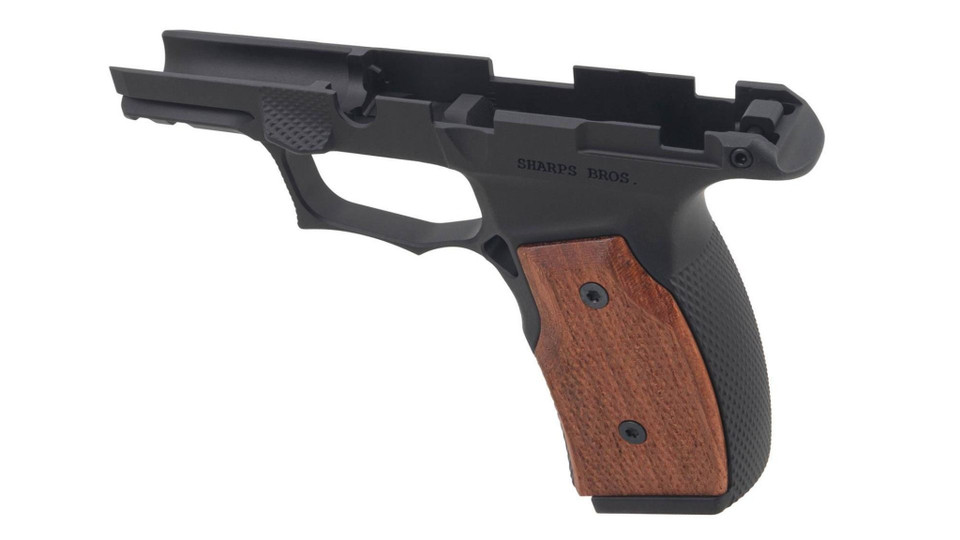 Sharps Bros P365 grip module XL with the Cherry Grip Panels LH side view