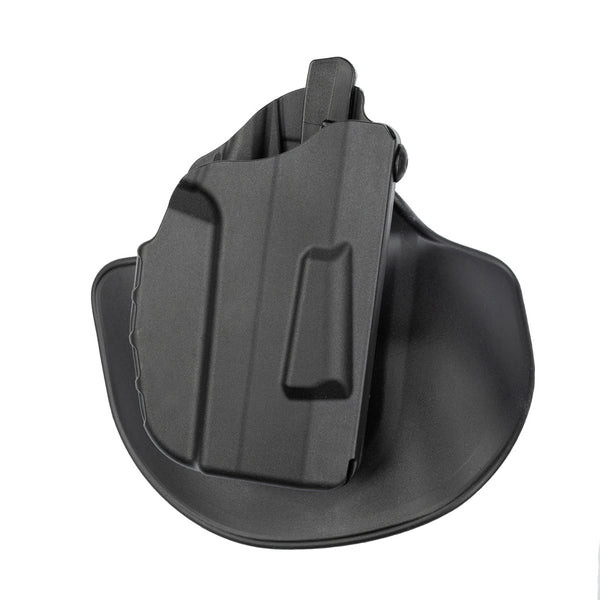 Image of the outer side of the Safariland Model 7378 7TS Holster. This holster offers ALS® security with an open-top design for quick, natural draws. Made from durable SafariSeven™ nylon. Shop now at Terran Gear USA.
