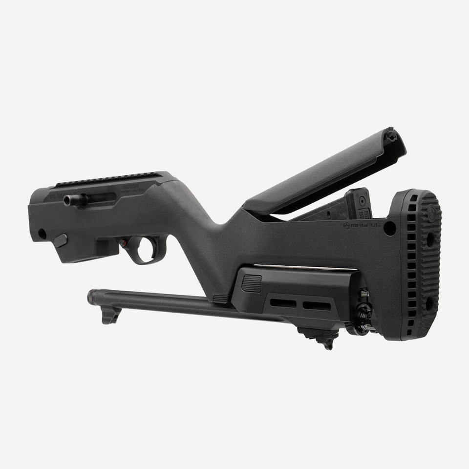 Magpul PC Backpacker Stock for Ruger PC Carbine – M-LOK ready, QD sling mounts, internal storage, and takedown lock. In stock at Terran Gear USA. California compliant.
