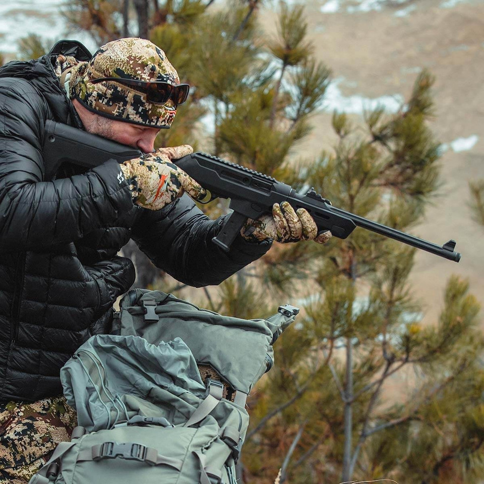 Magpul PC Backpacker Stock for Ruger PC Carbine – M-LOK ready, QD sling mounts, internal storage, and takedown lock. In stock at Terran Gear USA. California compliant.