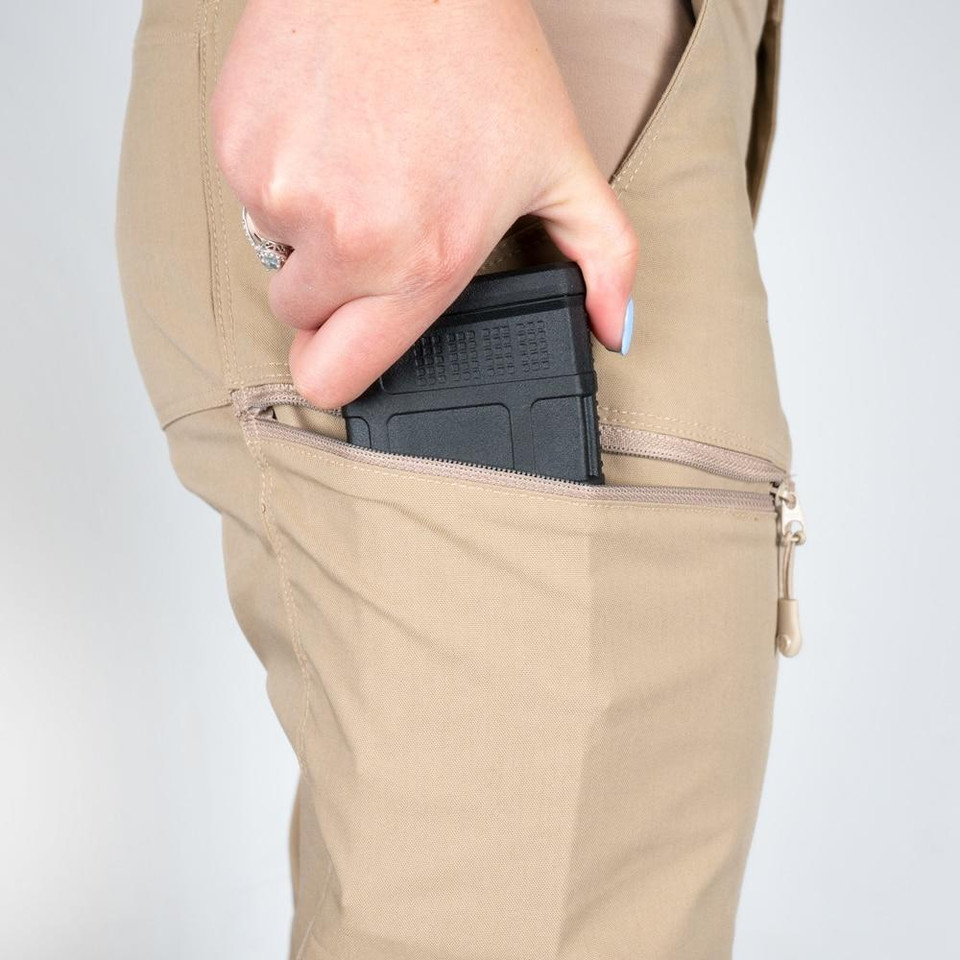 Women's Stretch Tactical Pants – 11-pocket tactical design, CCW-friendly, and ultra-durable. Perfect fit for field or office. Available now at Terran Gear USA!