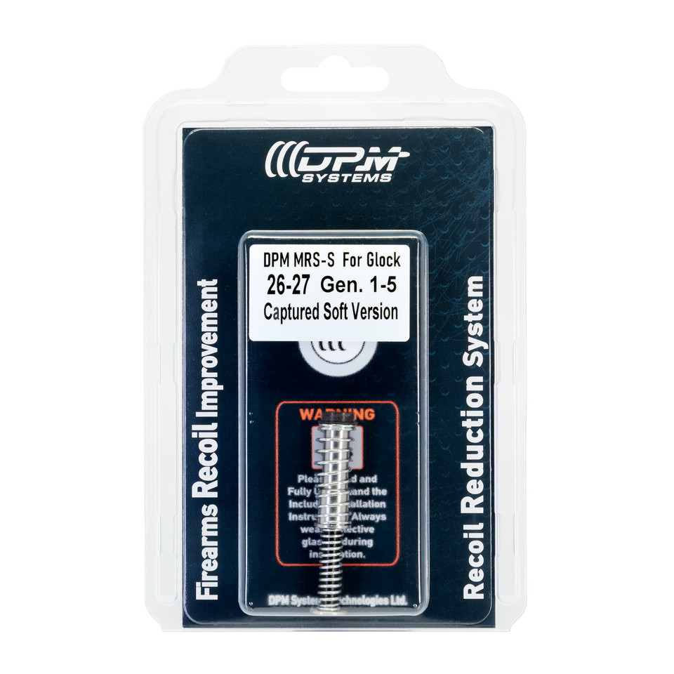 DPM MRS-S Soft Captured Recoil System for Glock 26 & 27 Gen 1–5. Ideal for light ammo, compensators, and easier racking. Lifetime warranty included.
