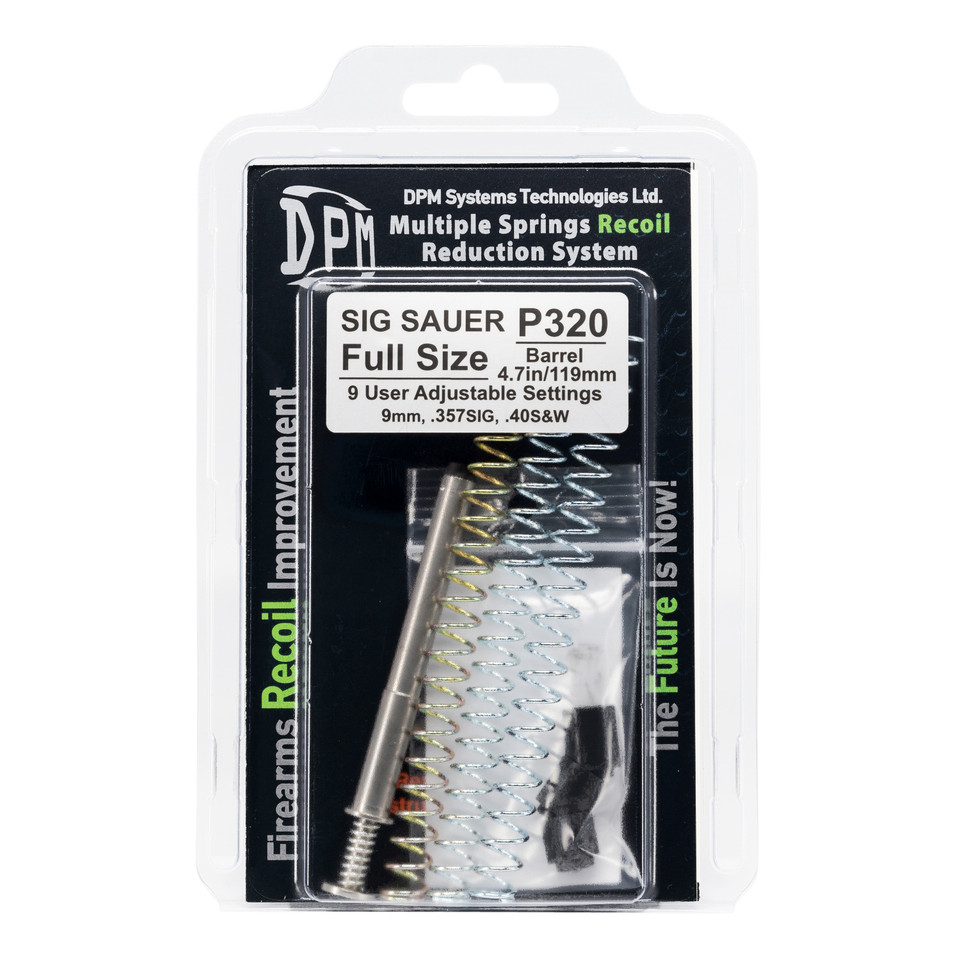 Upgrade your SIG P320, M17, or M17 Commemorative with the DPM Mechanical Recoil Reduction System. Reduce recoil, improve accuracy, protect your slide and frame, and enjoy faster follow up shots with this advanced multi spring guide rod system.