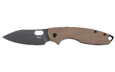 Image of CRKT PILAR III BROWN 2.97" PLAIN EDG with Columbia River Knife & Tool Pilar III
 Folding Knife, Stonewashed Finish, Silver, Brown G-10 Handle, Plain Edge, 2.97" Blade Length, D2 Steel, Frame Lock 5317B., ideal for various uses.