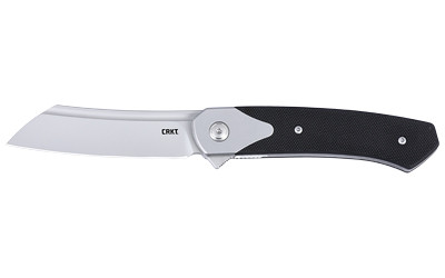 Image of CRKT VIENTO 3.23" PLAIN EDGE BLACK with Columbia River Knife & Tool Viento
 Folding Knife, 3.23" Sheepsfoot Blade, D2 Blade Steel, 7.43" Overall Length, Bead Blast Finish, Silver, Black G10 Handle, Liner Lock 7135., ideal for various uses.