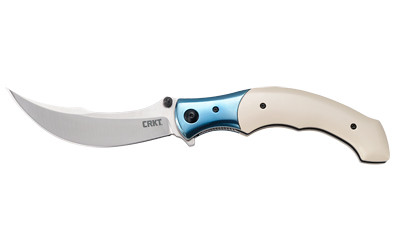 Image of CRKT RITUAL IVORY 4.37" PLAIN EDGE with Columbia River Knife & Tool RITUAL
 Folding Knife, Plain Edge, Satin Finish, 4.37" Blade, 12C27 Steel, Assisted Opening with IKBS Bearings, Stainless Steel Bolster, Micarta Handle, Ivory and Blue 7471., ...