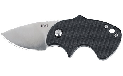 Image of CRKT ORCA BLACK 1.79" PLAIN EDGE with Columbia River Knife & Tool Orca
 Folding Knife, Satin Finish, Silver, Black Glass-Reinforced Nylon Handle, 1.79" Blade Length, D2 Steel, Liner Lock 7930., ideal for various uses.