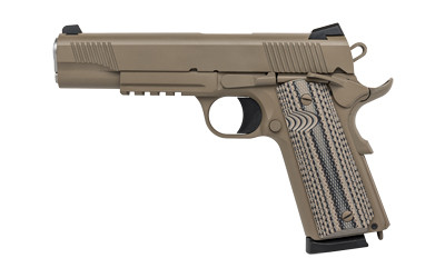 Image of TISAS 1911 Raider B45RDG 45ACP 5" 8RD FDE with Tisas USA 1911 Raider
 Single Action Only, Semi-automatic, Metal Frame Pistol, Full Size, 45 ACP, 5" Barrel, Carbon Steel Frame, Cerakote Finish, Flat Dark Earth, Ed Brown Bobtail, G10 Grips, Nova...
