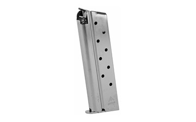 Image of MEC-GAR MAG COLT 38SUP 9RD NICKEL with Mec-Gar USA Magazine
 38 Super, 9 Rounds, Fits 1911, Nickel Finish MGCGOV38N., ideal for various uses.