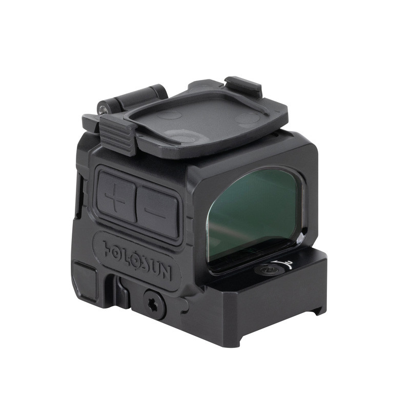 Holosun DPS-TH thermal red dot fusion sight with 640x480 thermal display, MRS reticle system, Shake Awake™, and solar failsafe. Rechargeable 18350 battery with USB charging.