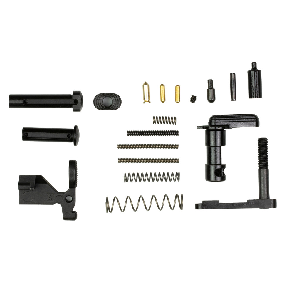 Image of Aero Precision Lower Parts Kit, Includes core components (pins, springs, catch, selector, etc.). Excludes the Fire Control Group, Pistol Grip or Trigger Guard APRH100385C with AR-15 Lower Parts Kit (Minus Fire Control Group, Pistol Grip, Trigg...