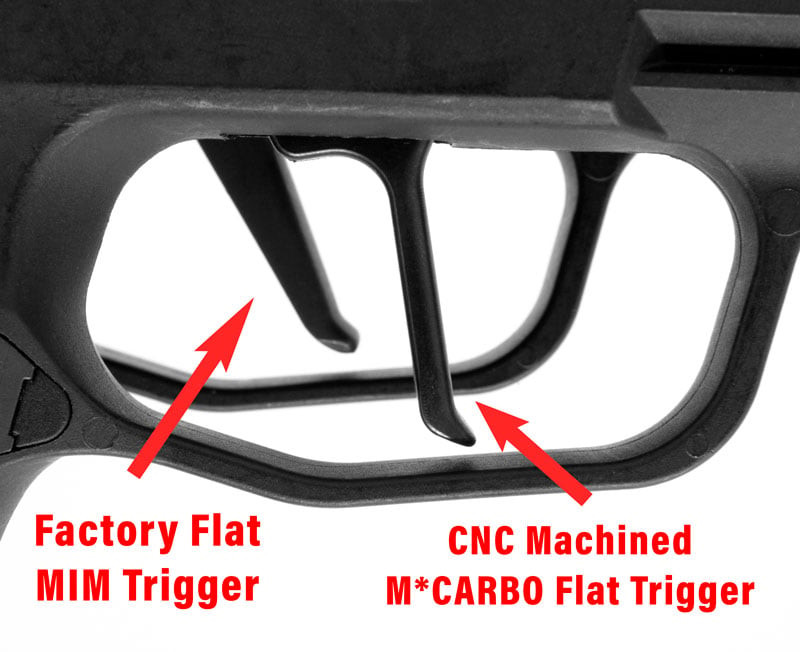 Upgrade your Sig P365 with a 4140 steel Short Stroke Flat Trigger. CNC machined, 33% less travel, lifetime black nitride finish. Fits P365, XL, X-Macro & more.