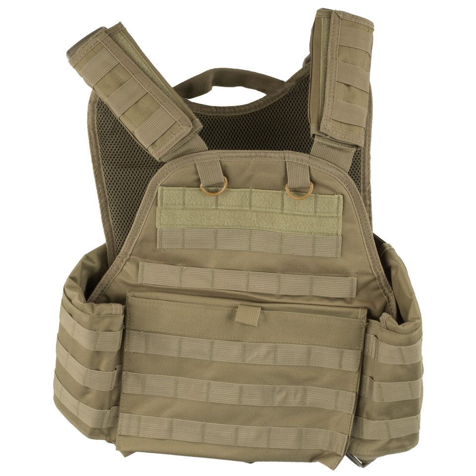 NcSTAR Plate Carrier Vest fits 10"x12" hard plates, features PALS webbing, adjustable straps, and a cummerbund for sizes M–2XL. Durable, affordable tactical gear.