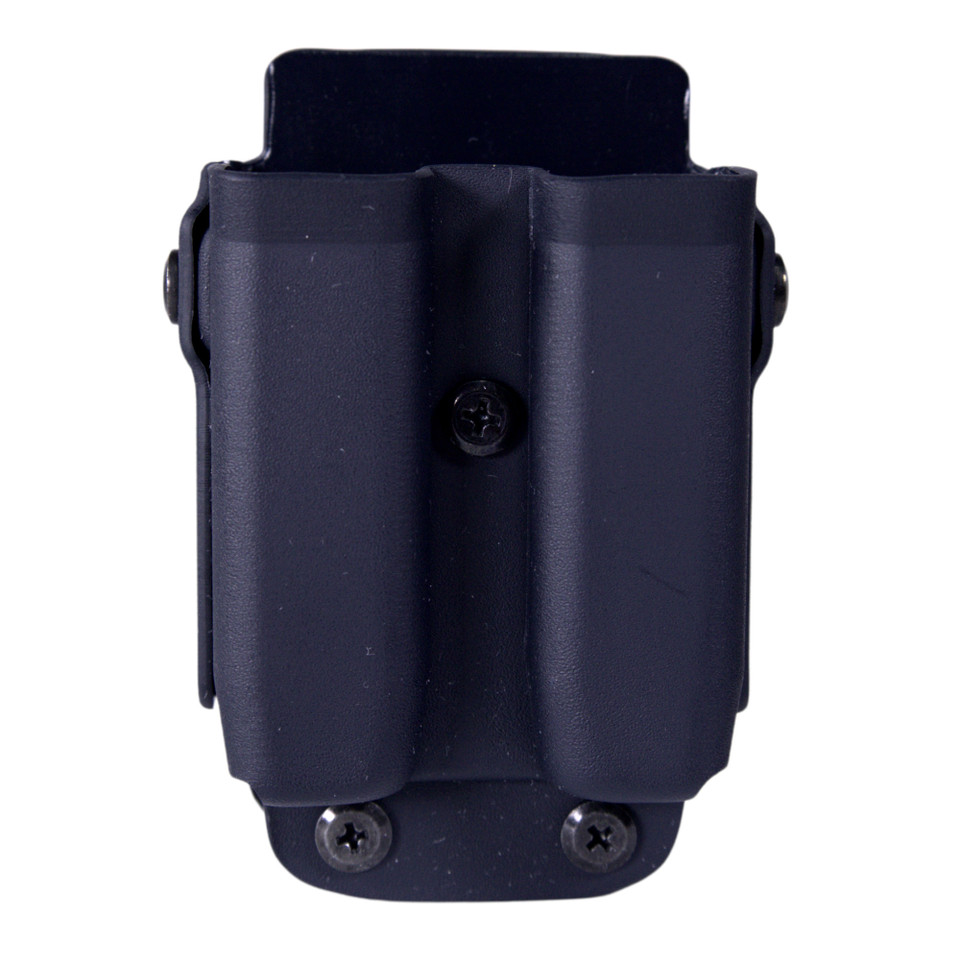 Image of High Speed Gear Uniform Line, Twin Mag Pouch, Size 1, Black, Fits MOLLE or Belt, Kydex, Universal Clip Mount 42P102BK with SKU: HSGI42P102BK
  The Uniform Pistol Carrier is made from aircraft grade Kydex making it durable with a sleek duty app...