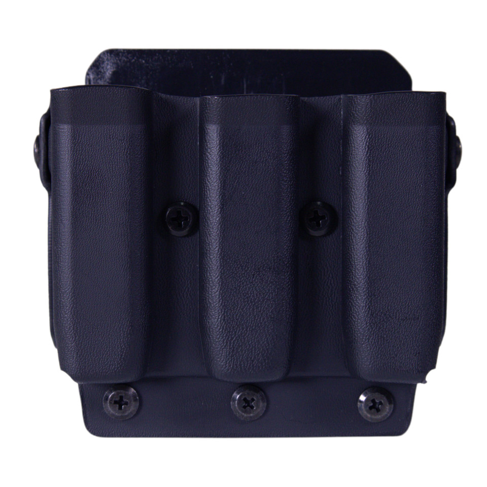 Image of High Speed Gear Uniform Line, Triple Mag Pouch, Size 1, Black, Fits MOLLE or Belt, Kydex, Universal Clip Mount 42P103BK with SKU: HSGI42P103BK
  The Uniform Pistol Carrier is made from aircraft grade Kydex making it durable with a sleek duty a...
