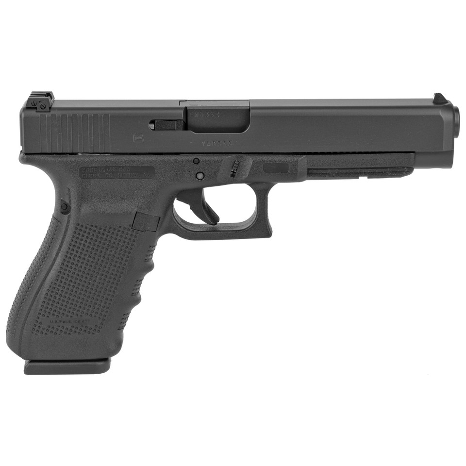 Image of GLOCK 41 Gen 4 Competition, Striker Fired, Semi-automatic, Polymer Frame Pistol, Full Size, 45 ACP, 5.31" Barrel, Matte Finish, Black, Adjustable Sights, 13 Rounds, 3 Magazines PG4130103 with SKU: GLPG4130103
  The GLOCK 41 Gen4 is a 45 Auto c...