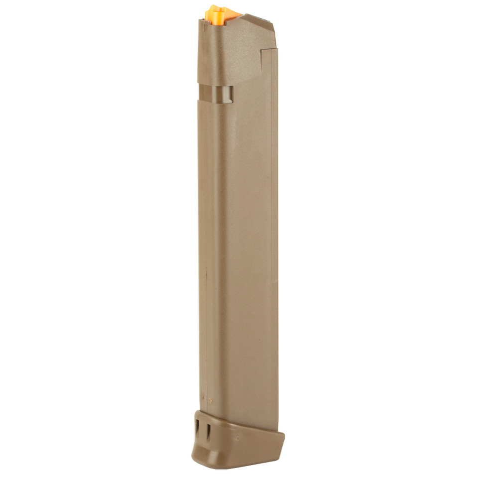 Image of Glock OEM Magazine 9MM - 33 Rounds For Glock 17/34 Orange Follower - Flat Dark Earth 47463 with Item Number: MGGL47463
  Experience unparalleled reliability with this high-capacity GLOCK magazine. Engineered for durability and consistent perfo...