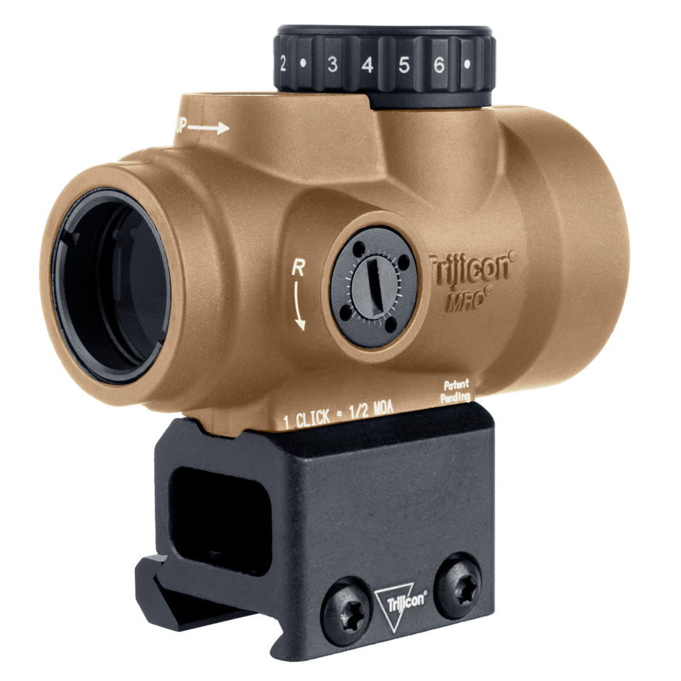 Image of Trijicon MRO SD 2MOA Red Dot - includes Low 1/3 - in Coyote Brown with SKU: TR2200328
  Experience unparalleled target acquisition with the Trijicon MRO (Miniature Rifle Optic) SD. This advanced miniature reflex sight is meticulously engineere...