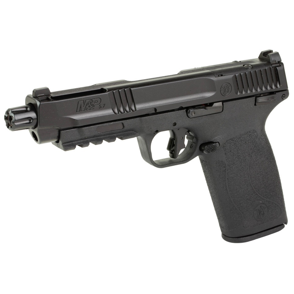 Image of S&W M&P 5.7 SAO Full Size 5.7X28MM 5" Barrel Optics Ready Thumb Safety 10RND Optics Ready BLK with SKU: SW14093
 Unleash unparalleled performance at the range with the Smith & Wesson M&P 5.7. This cutting-edge handgun is engineered to deliver ...